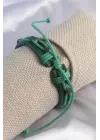 Yeşil Renk Deri İpli Erkek Bileklik
