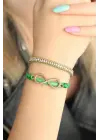 Yeşil Renk Metal Sonsuzluklu Bayan Bileklik