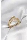 Yılan Model Gold Renk Zirkon Taşlı Kadın Yüzük