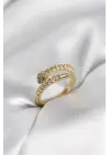 Yılan Model Gold Renk Zirkon Taşlı Kadın Yüzük