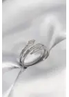 Yılan Model Gümüş Renk Zirkon Taşlı Kadın Yüzük