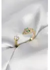Yılan Model Zirkon Taşlı Gold Renk Kadın Yüzük