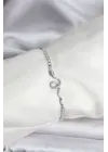 Yılan Model Zirkon Taşlı Gümüş Renk Pirinç Su Yolu Kadın Bileklik