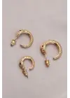 Yılan Tasarımlı Halka Model Gold Metal Küpe Seti