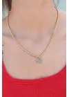 Yıldız Model Çelik Gold Renk Kadın Kolye