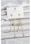 Yıldız Model Gold Renk Pirinç Sallantılı Kadın Küpe