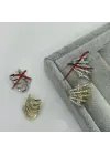 Yıldız Taşlı Çoklu Halka Görünümlü Gold Kıkırdak Earcuff Küpe