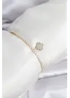 Yonca Model Zirkon Taşlı Gold Renk Asansörlü Su Yolu Bileklik