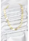 Yuvarlak Plaka Model Gold Renk Kadın Kolye