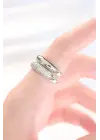 Zirkon Taşlı 2li Görünümlü Silver Renk Ayarlanabilir Bombe Yüzük