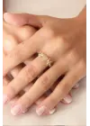 Zirkon Taşlı Gold Renk Kalp ve Kuş Figürlü Ayarlanabilir Kadın Yüzük