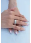 Zirkon Taşlı Gümüş Baget Çelik Yüzük