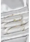 Zirkon Taşlı Kutup Yıldızı Model Gold Renk 3lü Kadın Bileklik Kombini