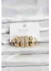 Zirkon Taşlı Pirinç Gold Renk Halka Kadın Küpe Seti Yıldız Detay