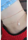 Zirkon Taşlı Rose Renk Çift Zincirli Hal Hal