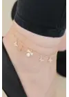 Zirkon Taşlı Rose Renk Çift Zincirli İncili Kelebek Hal Hal