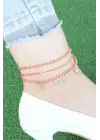 Zirkon Taşlı Rose Renk Zincirli Hal Hal