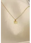 Zirkon Taşlı Sarı Renk Minimal Kelebek Kolye