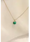 Zirkon Taşlı Yeşil Renk Minimal Küre Kolye
