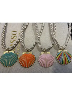 Halat Zincirli Deniz Kabuğu Midye Kolye Kırmızı Pembe Beyaz Yeşil