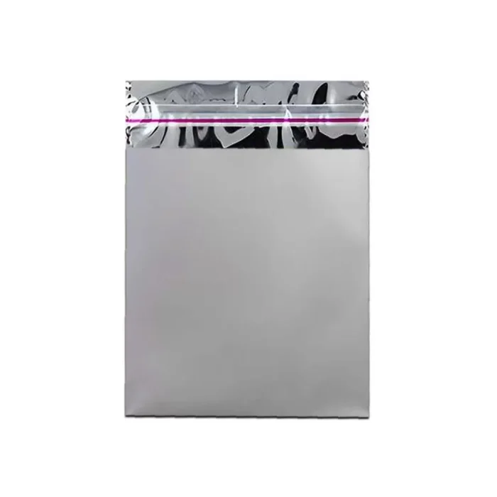 17x25 cm Gümüş Renk Bantlı Lüks Metalize Hediyelik Poşet (50 Adet)