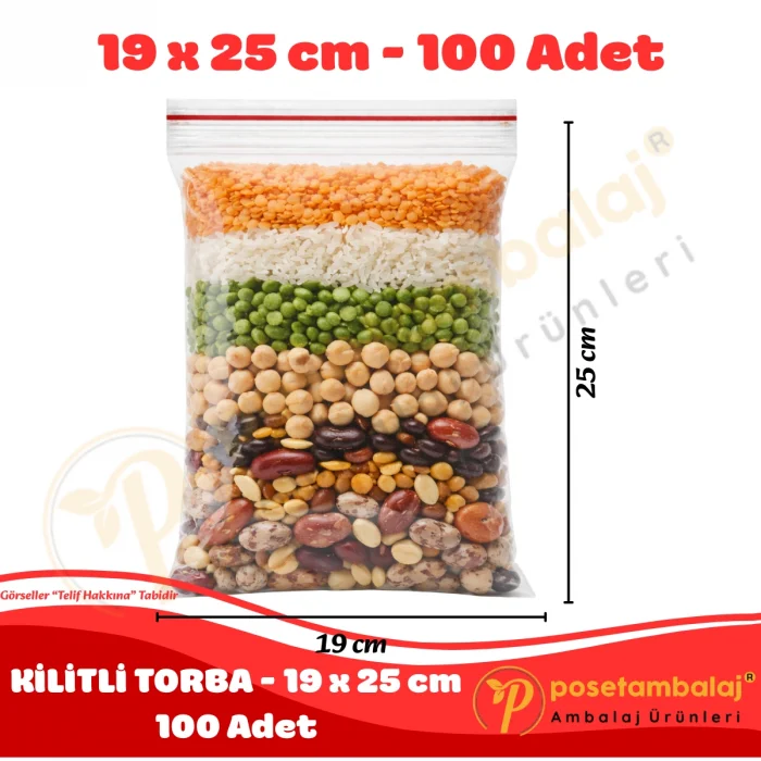 19x25 cm. Kilitli Torba (100 Adet)