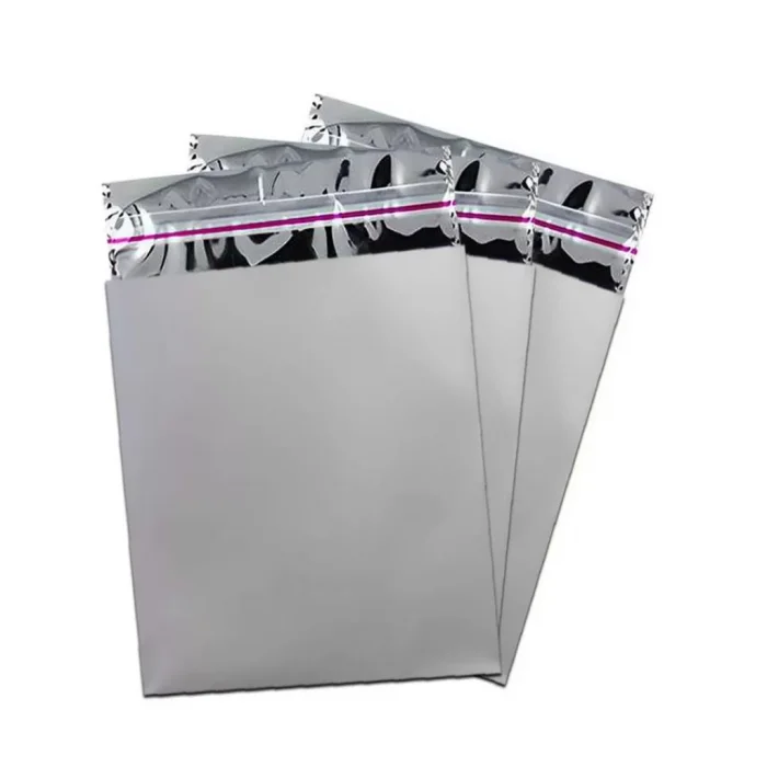 20x25 cm Gümüş Renk Bantlı Lüks Metalize Hediyelik Poşet (50 Adet)