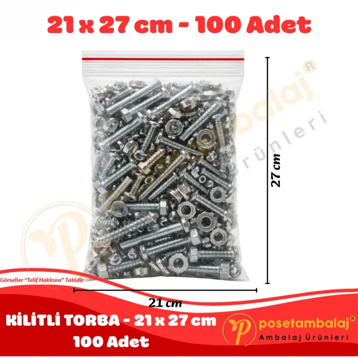 21x27 cm. Kilitli Torba (100 Adet)