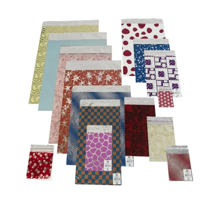 30x35 cm. Bantlı Desenli Metalize Hediye Poşeti - 100 Adet