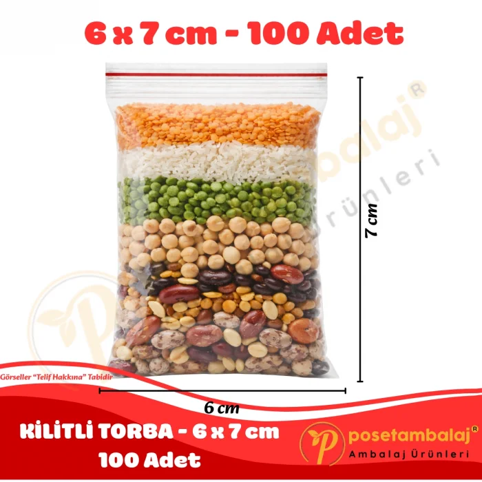 6x7 cm. Kilitli Torba (100 Adet)