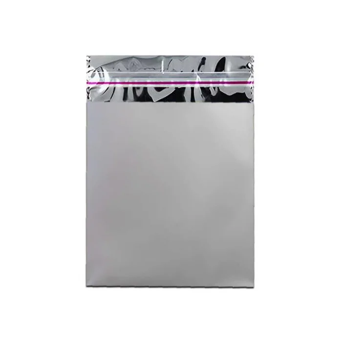 7x9 cm Gümüş Renk Bantlı Lüks Metalize Hediyelik Poşet (50 Adet)