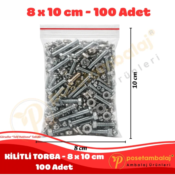 8x10 cm. Kilitli Torba (100 Adet)