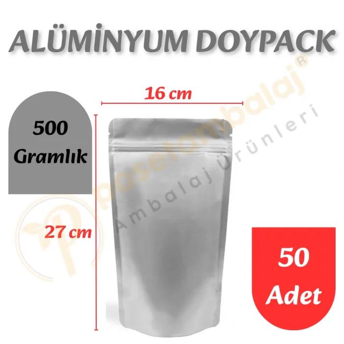 Alüminyum Kilitli Doypack 16x27x8 cm (50 Adet)