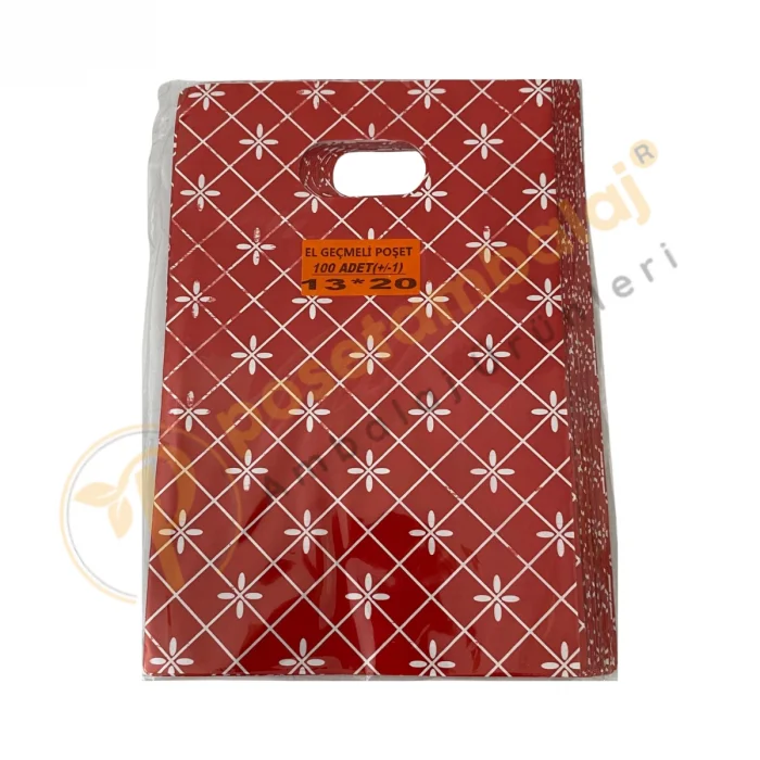 Baklava Desenli Takı Poşeti 13x20 cm | Kırmızı Hediyelik Aksesuar Poşeti