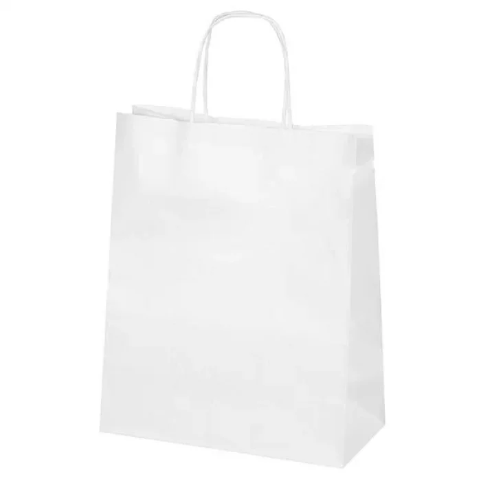 Beyaz Kraft Çanta Orta Boy 25x12x31 cm 25 Adet