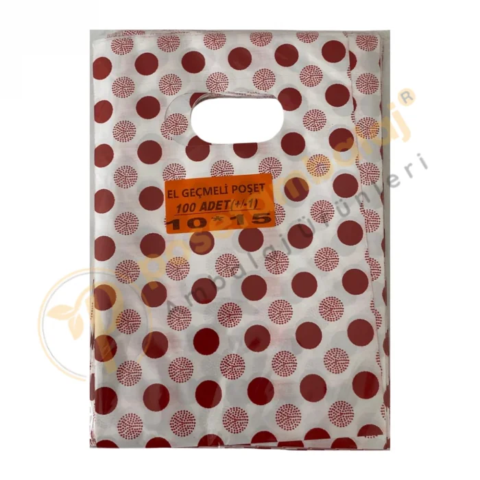 Bordo Yuvarlak Desenli Takı Poşeti 10x15 cm | Hediyelik