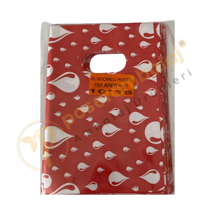 Kırmızı Damla Desenli Takı Poşeti 10x15 cm | Hediyelik