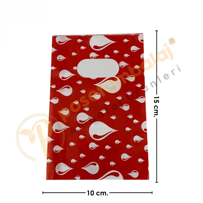 Kırmızı Damla Desenli Takı Poşeti 10x15 cm | Hediyelik