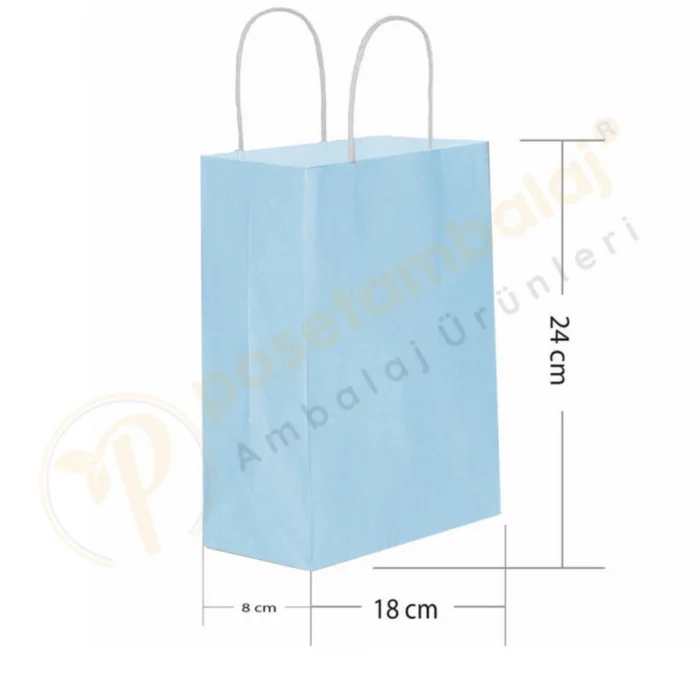 Mavi Kraft Çanta Küçük Boy 18x8x24 cm 25 Adet