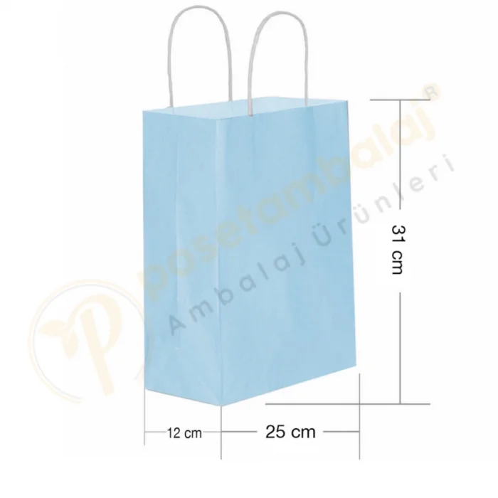 Mavi Kraft Çanta Orta Boy 25x12x31 cm 25 Adet