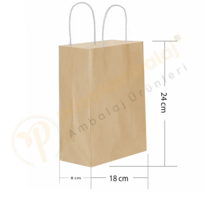 Naturel Kraft Çanta Küçük Boy 18x8x24 cm 25 Adet
