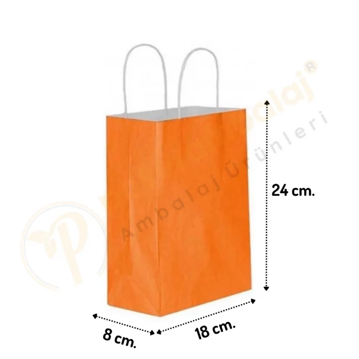 Turuncu Kraft Çanta Küçük Boy 18x8x24 cm 25 Adet