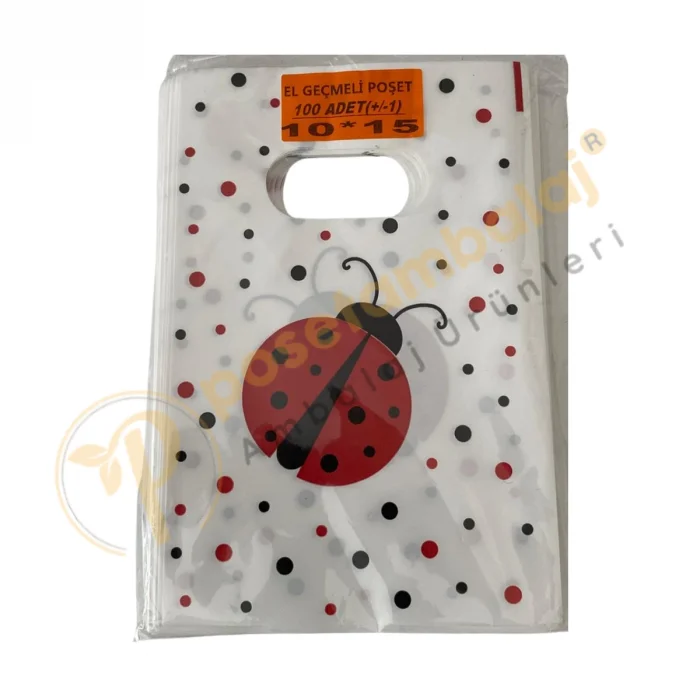 Uğur Böceği Desenli Hediyelik Poşet 10x15 cm