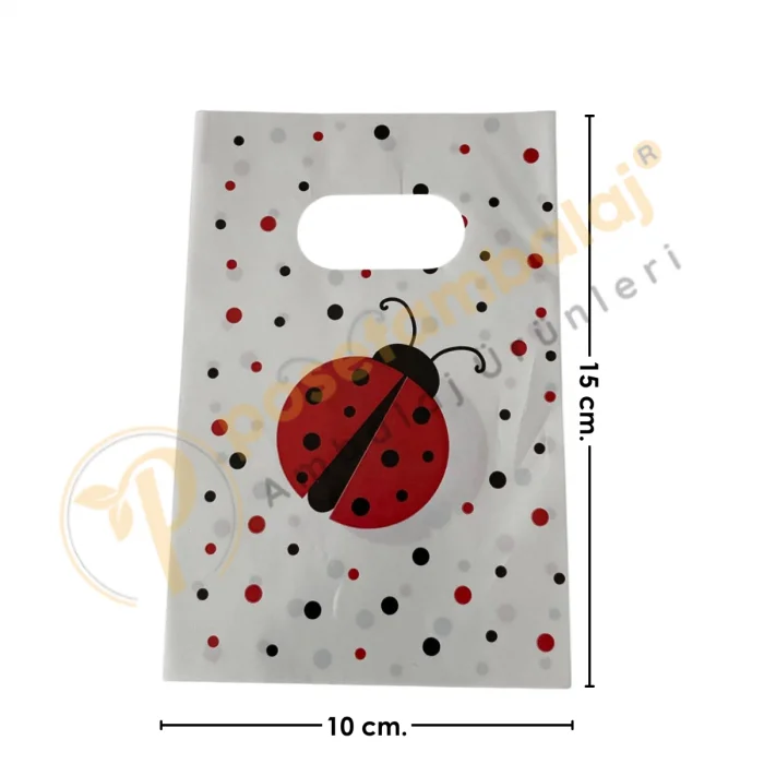 Uğur Böceği Desenli Hediyelik Poşet 10x15 cm