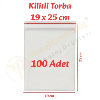 19x25 cm. Kilitli Torba (100 Adet)