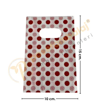 Bordo Yuvarlak Desenli Takı Poşeti 10x15 cm | Hediyelik