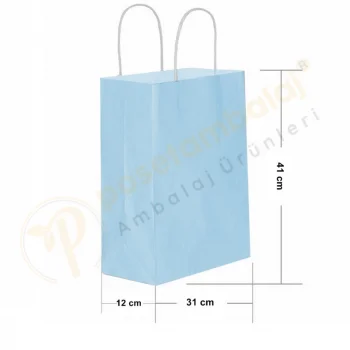 Mavi Kraft Çanta Büyük Boy 31x12x41 cm 25 Adet