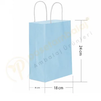 Mavi Kraft Çanta Küçük Boy 18x8x24 cm 25 Adet