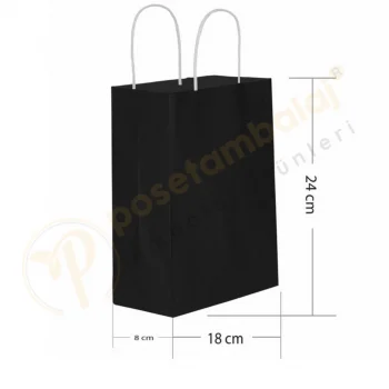 Siyah Kraft Çanta Küçük Boy 18x8x24 cm 25 Adet