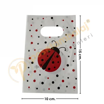 Uğur Böceği Desenli Hediyelik Poşet 10x15 cm